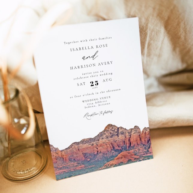 SEDONA Destination Skyline Boho Photo Bröllop Inbjudningar (Skapare uppladdad)
