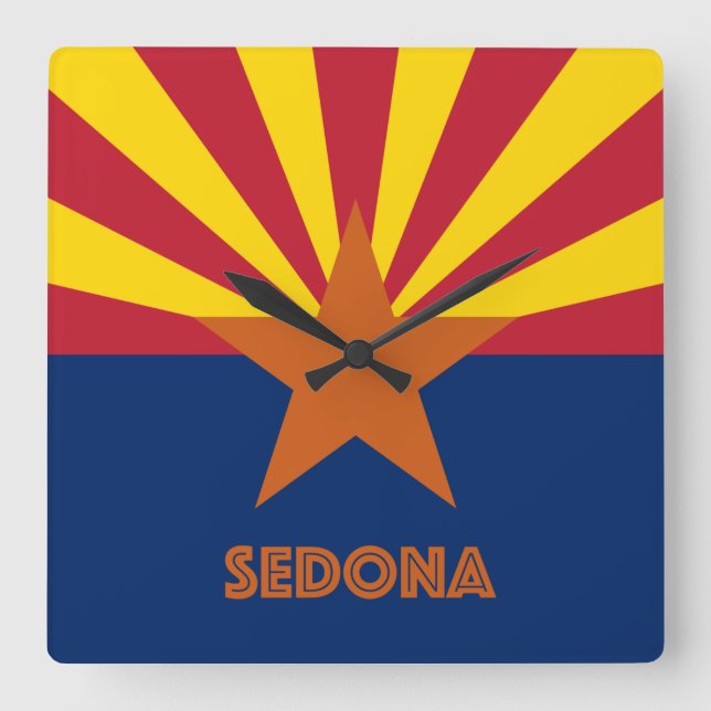 Sedona Flagga Fyrkantig Klocka (Framsida)