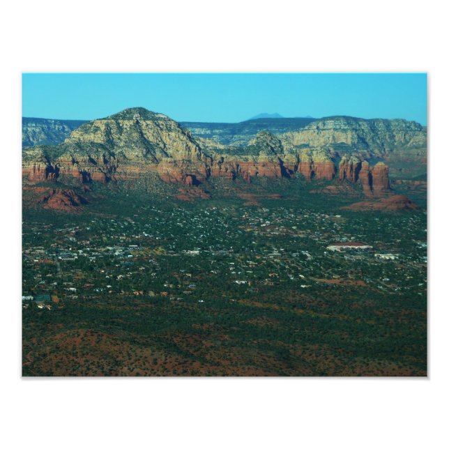Sedona och Coffee Pot Rock från ovan Fototryck (Framsidan)