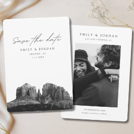 Sedona Spara datum Svartvitt Bröllop Inbjudningar