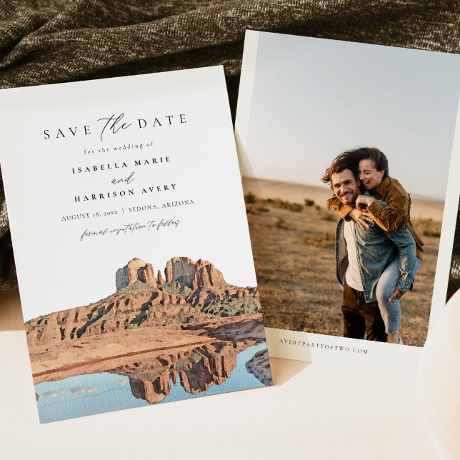 SEDONA Watercolor Desert Skyline Spara datum Inv. Inbjudningar (Skapare uppladdad)