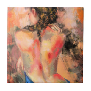 Seductive Dam - Abstrakt Woman Body Painting Art Kakelplatta
