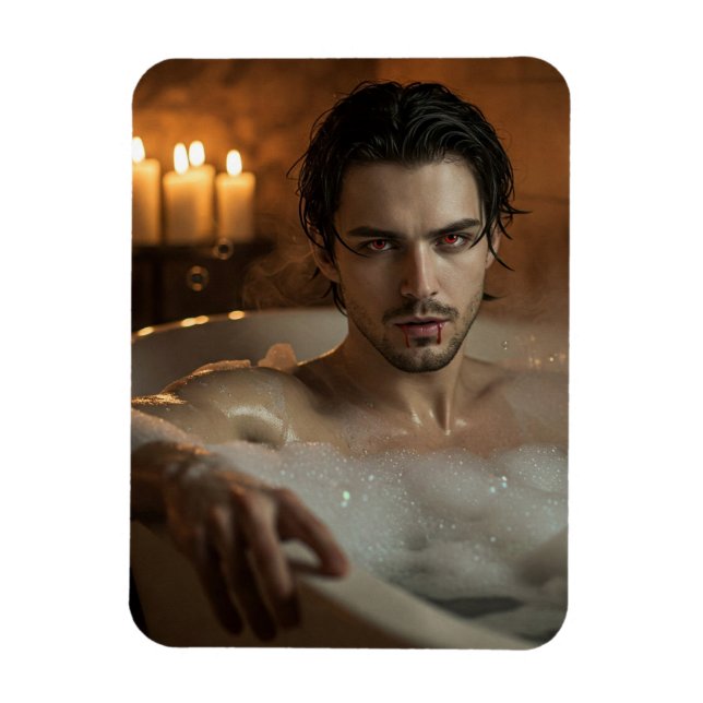 Seductive Vlad Vampire in Bubble Bath Magnet (Vertikal)