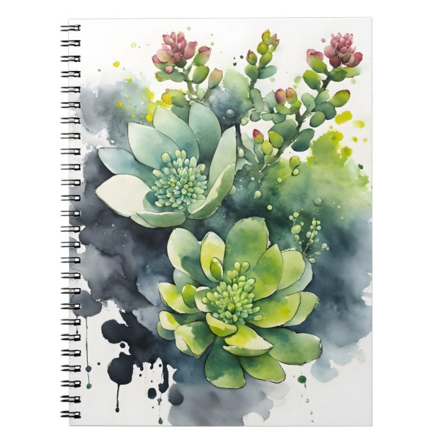 Sedum - Akvarell blommor anteckningsbok (Framsidan)