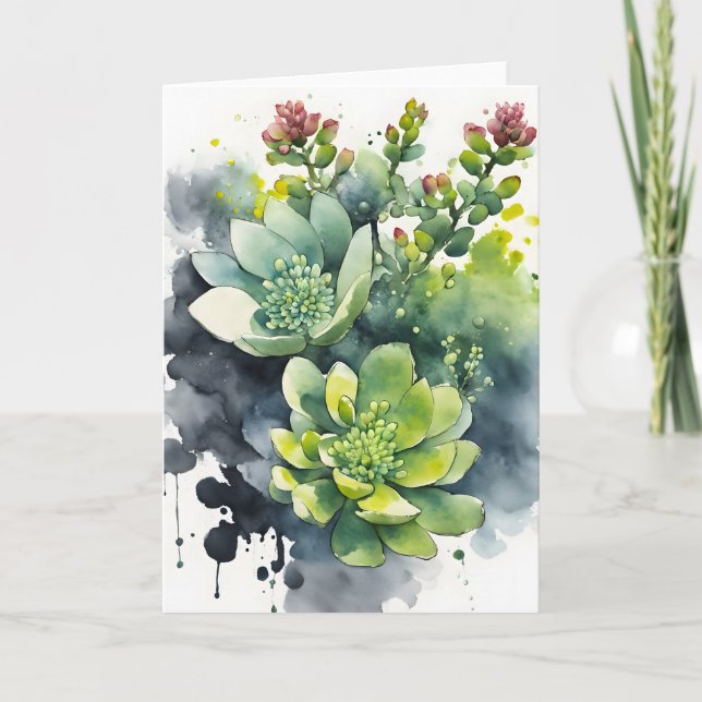 Sedum - Akvarell blommor iPad mini-fodral Kort (Framsida)