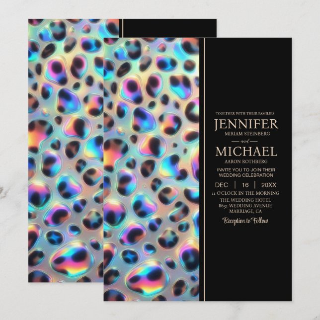 SEE BACK All-In-One Exotic Posh Wedding Invitation Inbjudningar (Fram/baksida)