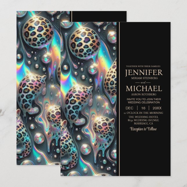 SEE BACK All-In-One Exotic Posh Wedding Invitation Inbjudningar (Fram/baksida)