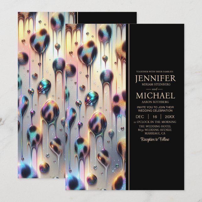 SEE BACK All-In-One Exotic Posh Wedding Invitation Inbjudningar (Fram/baksida)