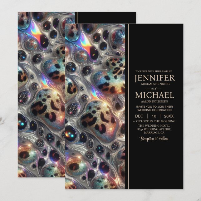 SEE BACK All-In-One Exotic Posh Wedding Invitation Inbjudningar (Fram/baksida)