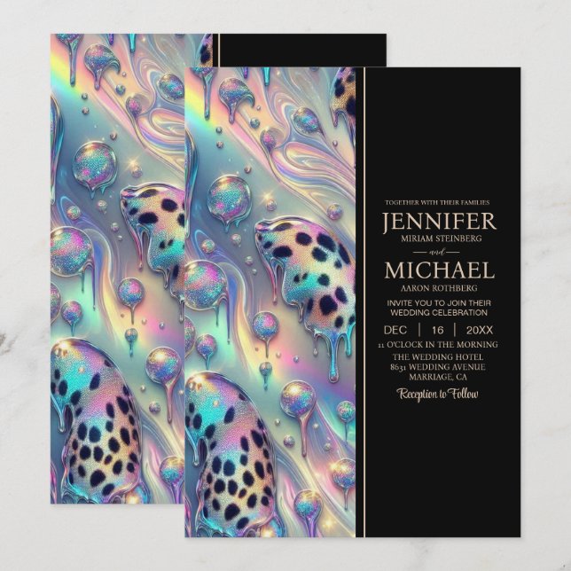 SEE BACK All-In-One Exotic Posh Wedding Invitation Inbjudningar (Fram/baksida)