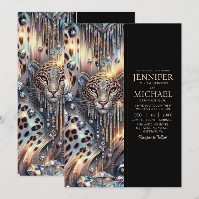 SEE BACK All-In-One Exotic Posh Wedding Invitation Inbjudningar (Fram/baksida)