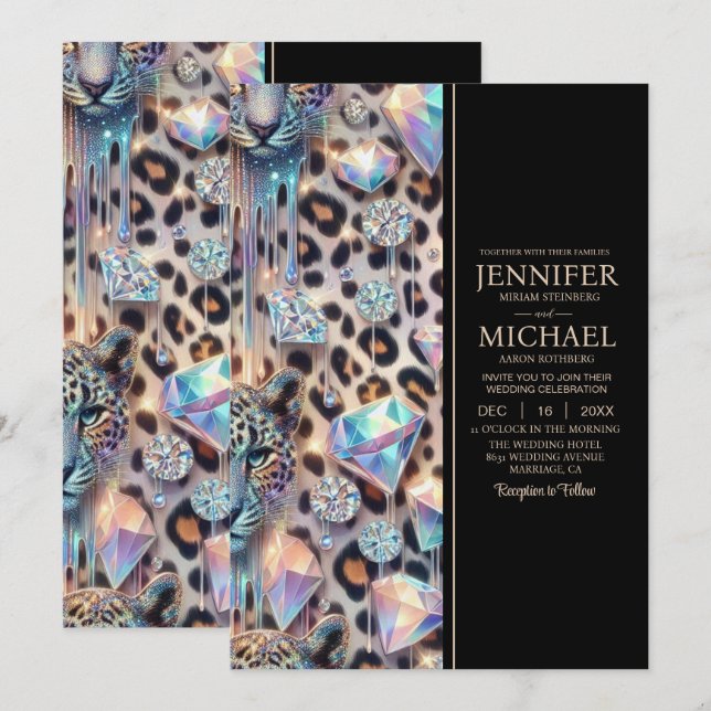 SEE BACK All-In-One Exotic Posh Wedding Invitation Inbjudningar (Fram/baksida)