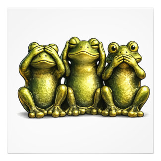 See Hear Speak No Evil Funny Frogs Fototryck