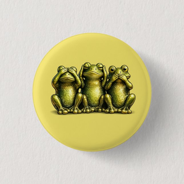 See Hear Speak No Evil Funny Frogs Knapp (Framsida)
