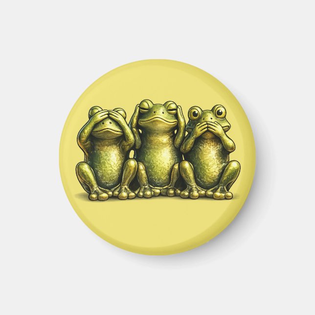 See Hear Speak No Evil Funny Frogs Magnet (Framsidan)