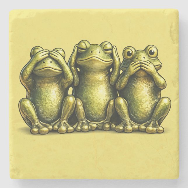 See Hear Speak No Evil Funny Frogs Stenunderlägg (Framsidan)