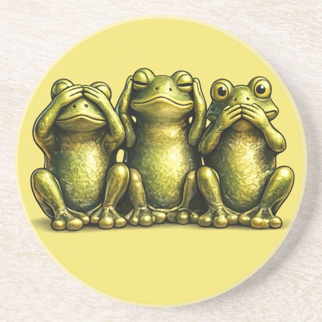 See Hear Speak No Evil Funny Frogs Underlägg (Framsidan)