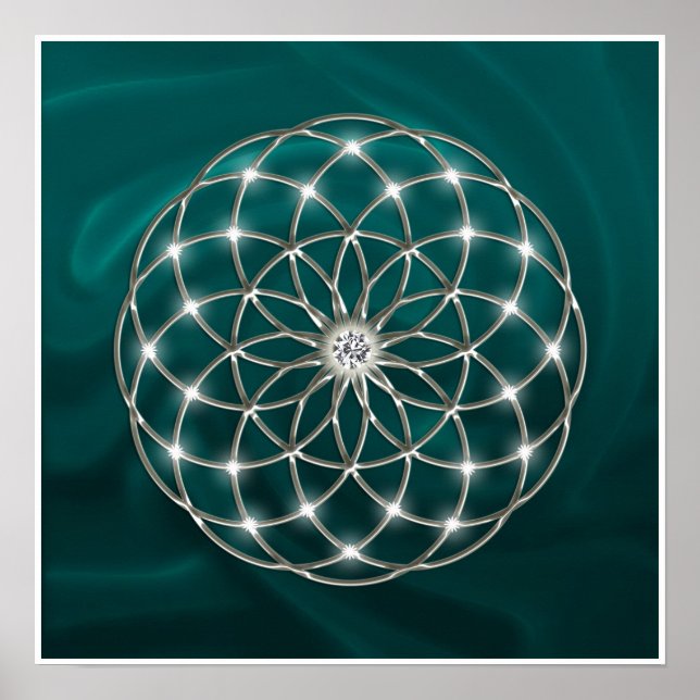 Seed of life - Tube Torus - Flower of life -grün Poster (Framsidan)
