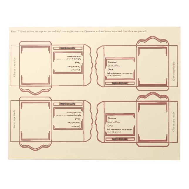 Seed Packet coral brown DYI Notepad Anteckningsblock (Framsida)