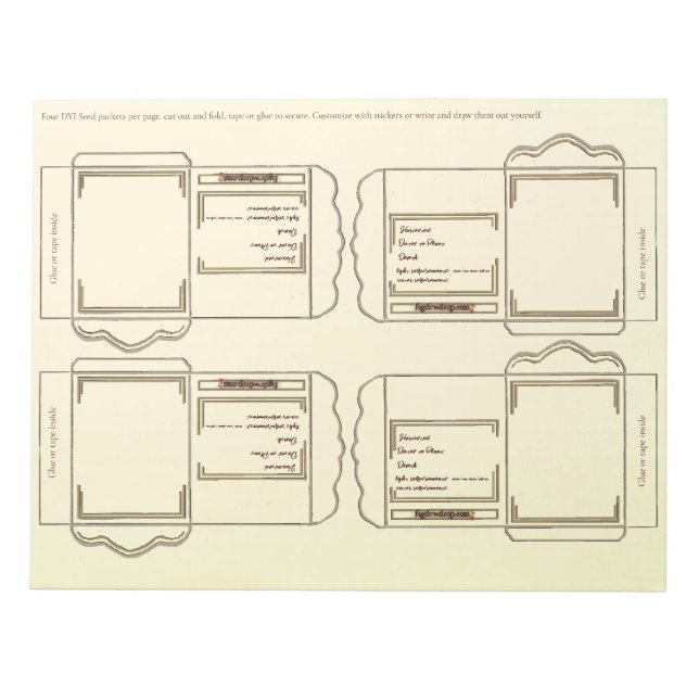 Seed Packet cream DYI Notepad Anteckningsblock (Framsida)