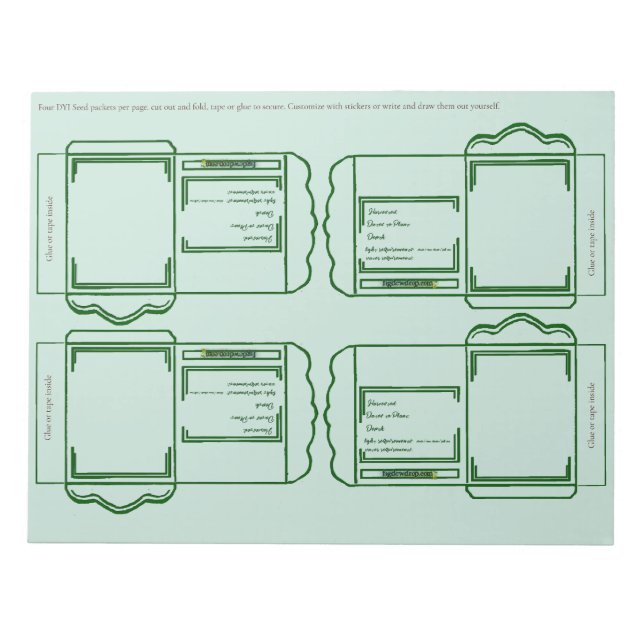 Seed Packet green DYI Notepad Anteckningsblock (Framsida)
