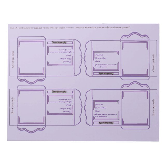 Seed Packet purple DYI Notepad Anteckningsblock (Framsida)