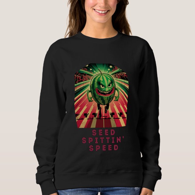 Seed Spittin Speed Funny Watermelon Running Cartoo T Shirt (Framsida)