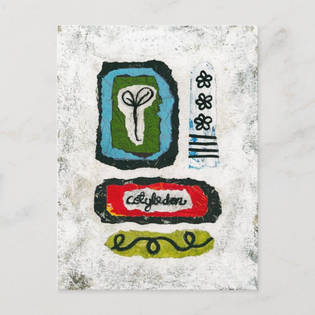 Seedling Cotyledon Postcard - abstrakt konst Vykort (Framsida)