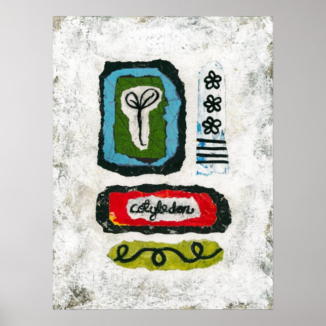 Seedling Cotyledon Poster Wall Art - abstrakt kons (Framsidan)