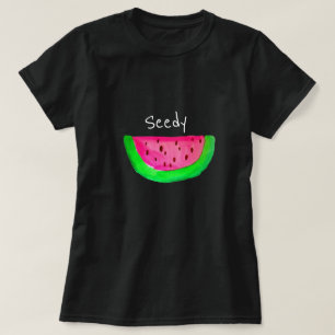 Seedy slogan frukpun rosa pop art vattenmelon t shirt