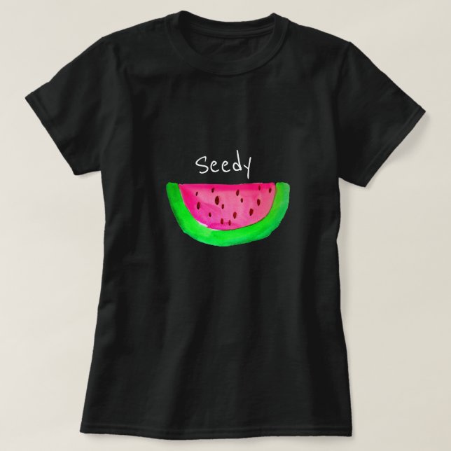 Seedy slogan frukpun rosa pop art vattenmelon t shirt (Design framsida)