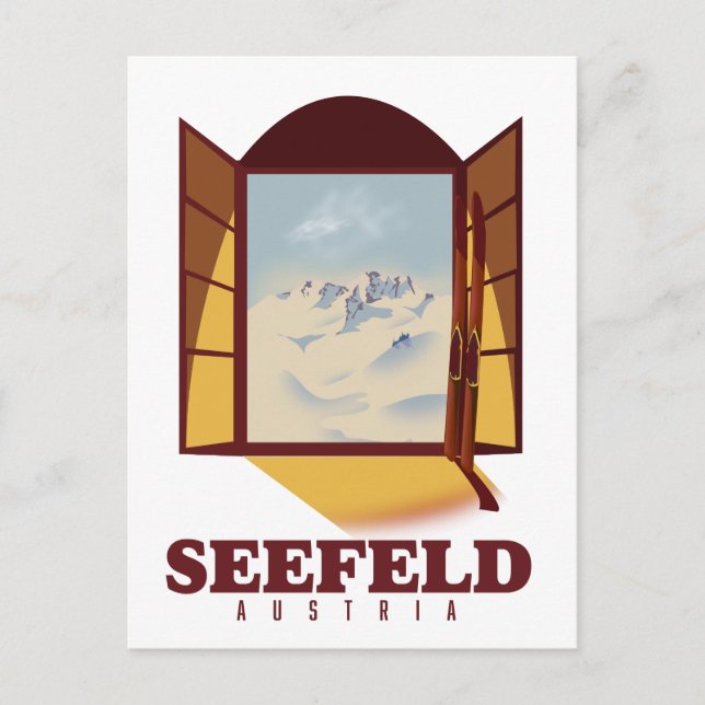 Seefeld Österrike skidaffisch Vykort (Framsida)