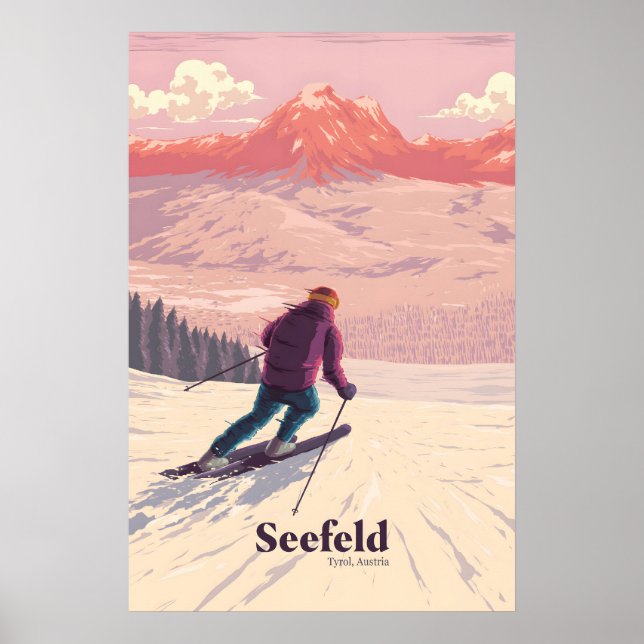 Seefeld Österrike Skidort Resa Affisch (Framsidan)