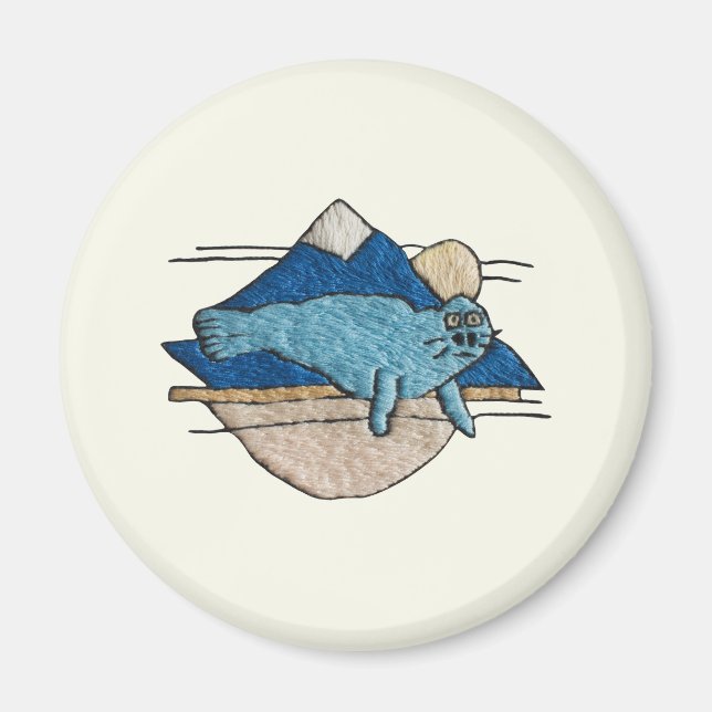 Seehund im Stickdesign Magnet (Framsidan)