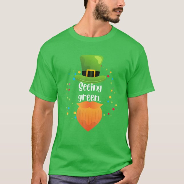 Seeing Grönt, St patrick's day, Leprechaun C T Shirt (Framsida)