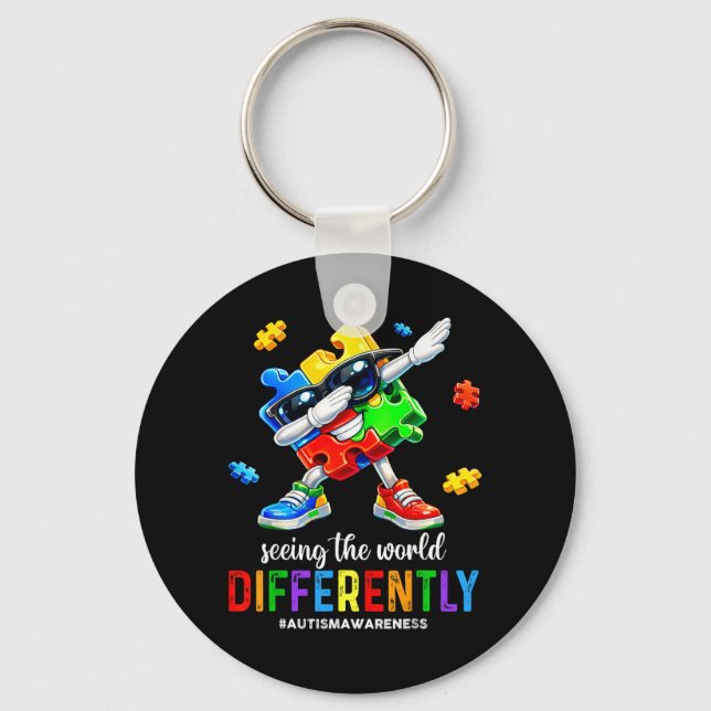 Seeing The World Differently Autism Awareness Nyckelring (Framsida)