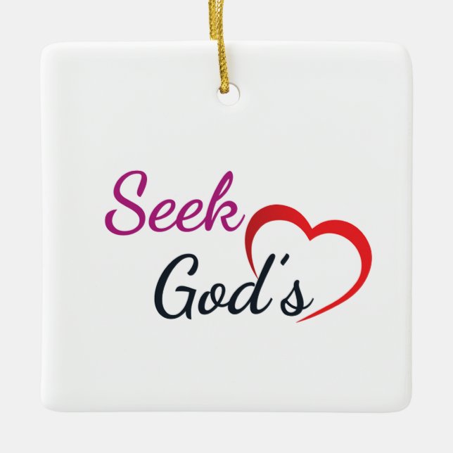 Seek God’s Heart - Square  Julgransprydnad Keramik (Framsida)