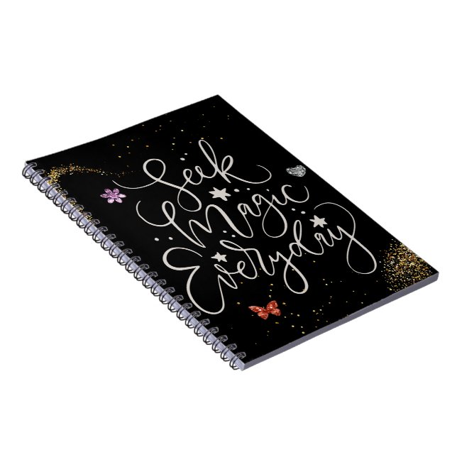 Seek Magic Every Day- Glitter Glam Notebook Anteckningsbok (Högra Sidan)