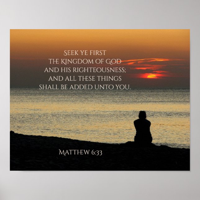 Seek Ye First Kingdom of God, Matthew 6:33 Ocean Poster (Framsidan)