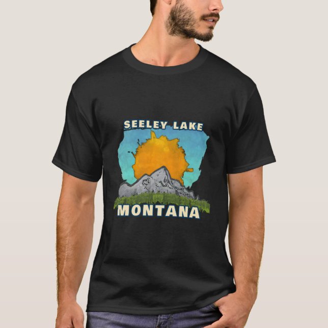 Seeley Sjö Montana Mountain Sol Scenery T Shirt (Framsida)