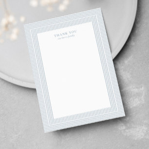 Seersucker blå vit randig enkel baby shower tack kort