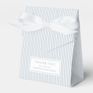 Seersucker blå vit randig snygg baby shower presentaskar