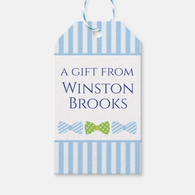 Seersucker Bow Tie Personlig Gift-Märkre Presentetikett (Framsidan)