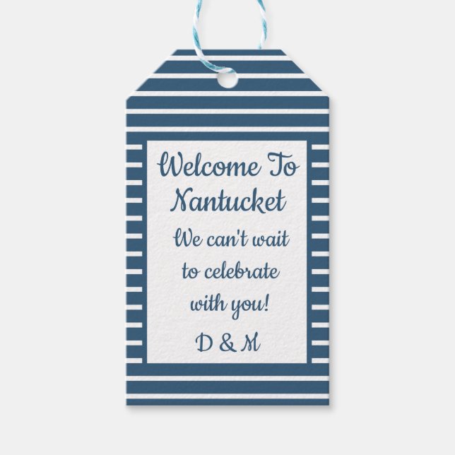 Seersucker Bröllop Welcome Gift Märkre Presentetikett (Framsidan)