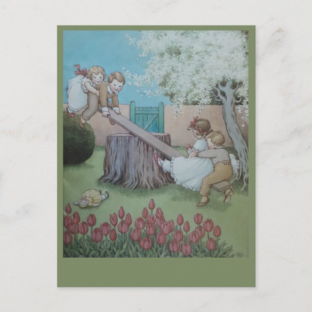 Seesaw Margery Daw nursery rhyme Vykort (Framsida)