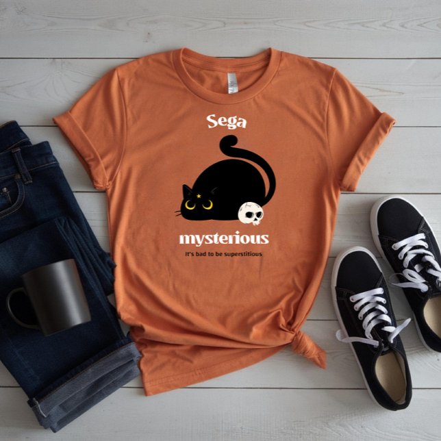 Sega Mysterious Svart Katt & Döskalle T Shirt (Skapare uppladdad)