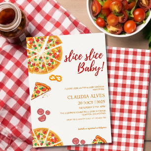 Segce Segce Baby rödplaid Pizza babydusch Inbjudningar