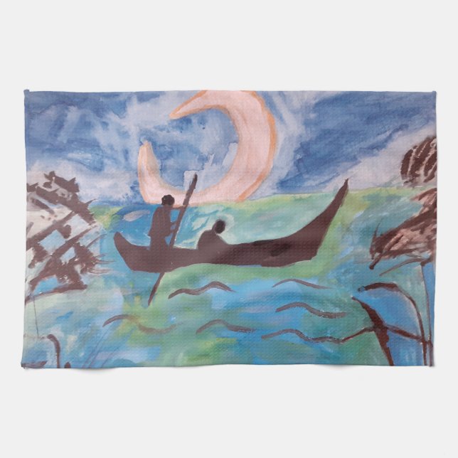 Segel av Moonlight Tea Towel Kökshandduk (Horisontell)