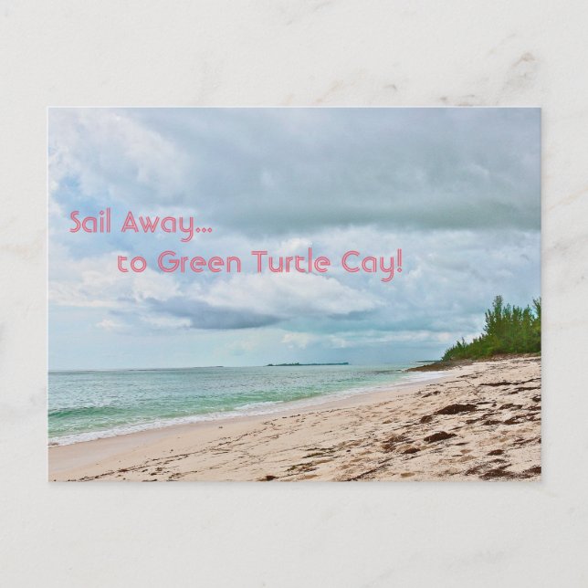 "SEGEL FÖR ATT GREEN TURTLE CAY" (ABACOÖARNA,BAH VYKORT (Framsida)