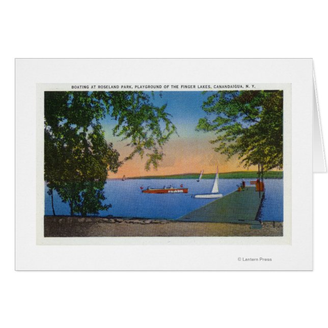 Segel och motorbåtar vid Roseland Park Scene Hälsningskort (Framsidan Horizontal)